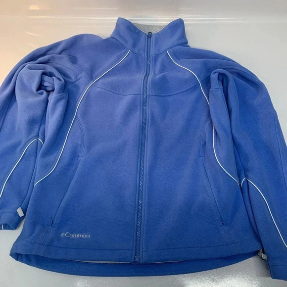 Columbia Fleece Jacket Woman Blue Large Full Zip Pockets Interchange Active H102 - Picture 8 of 11